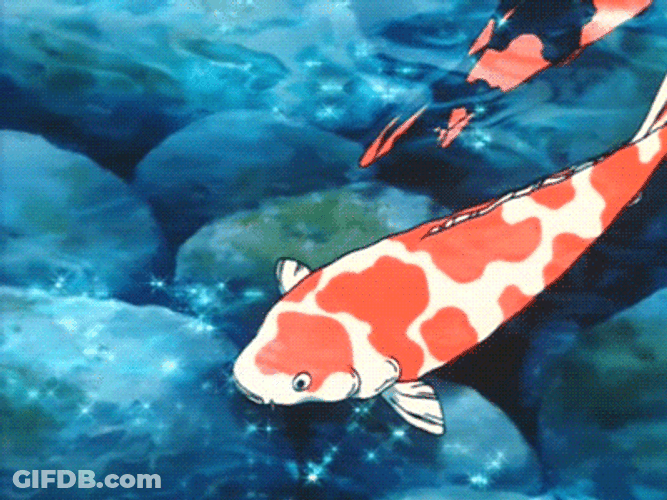 Swimming Koi Anime Scenery GIF