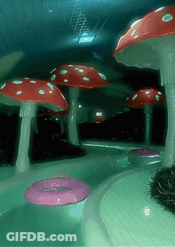 Swimming Pool Filled With Mushrooms GIF