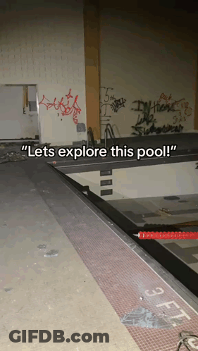 Swimming Pool With Graffiti Lets Explore This Pool GIF