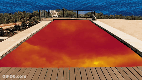 Swimming Pool With Red Cover And Blue Sky GIF