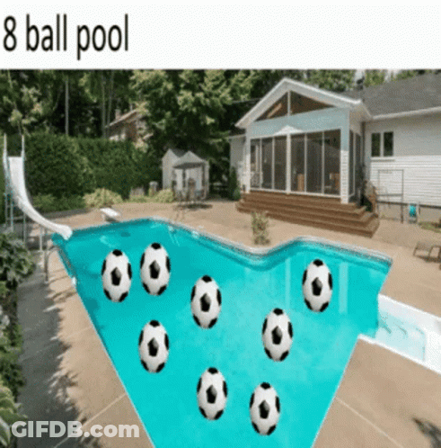 Swimming Pool With Soccer Balls Saying 8 Ball Pool GIF