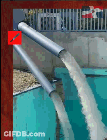 Swimming Pool With Two Pipes And Red Arrow GIF