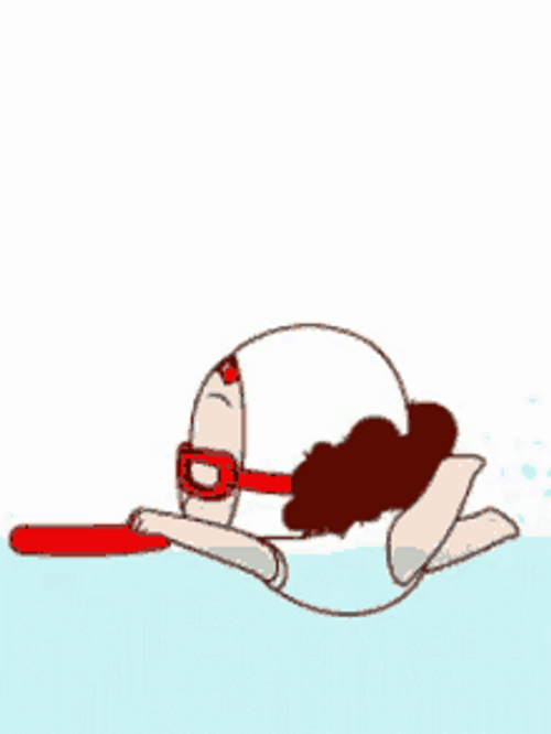 Swimming With Board Animated GIF