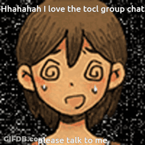 Swirl-Eyed Cartoon Girl Saying Please Talk To Me GIF