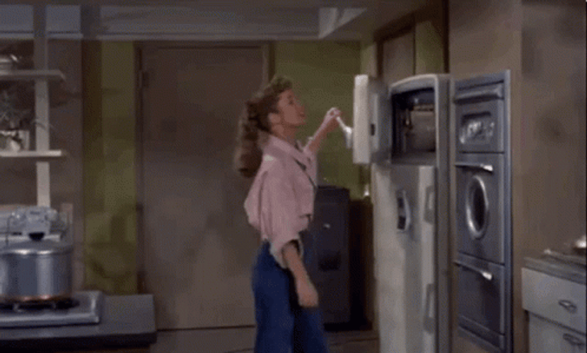Swoon Vintage Lady Collapsing In Freezer GIF
