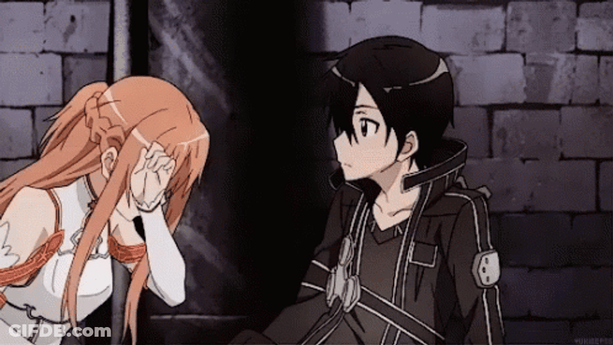 Sword Art Online Asuna Kirito Hugging GIF
