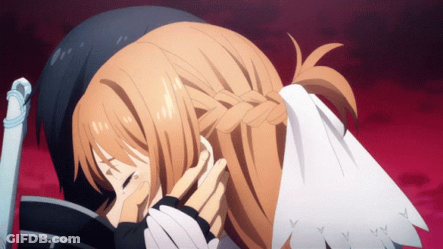 Sword Art Online Kirito Asuna Hug GIF