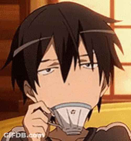 Sword Art Online Kirito Drinking GIF