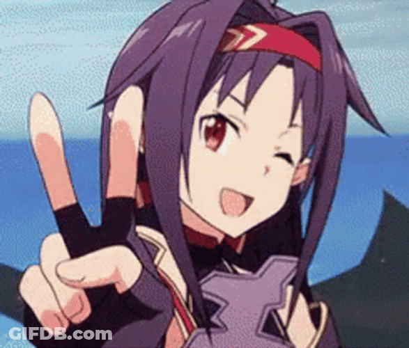 Sword Art Online Yuuki Peace Sign GIF