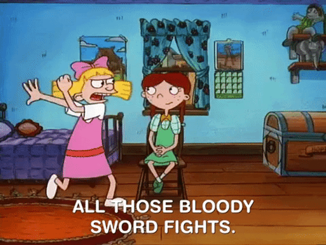 Sword Fighting Hey Arnold Helga Lila GIF