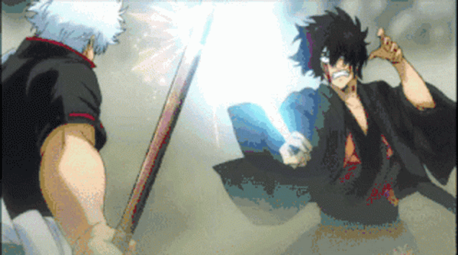 Sword Fighting Shinsuke Takasugi Gintoki Sakata GIF