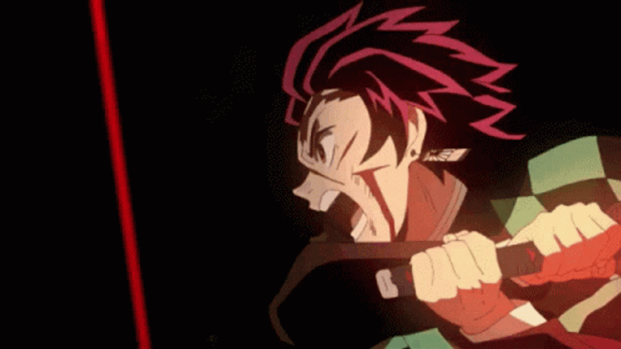 Sword Fighting Tanjiro Fire Breathing Demon Slayer GIF