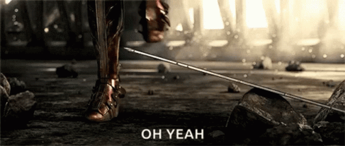 Sword Fighting Wonder Woman Oh Yeah GIF