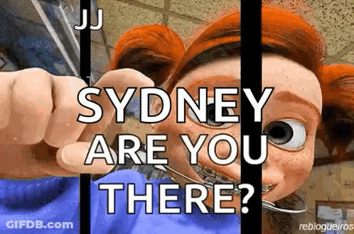 Sydney Are You There Written On A Cartoon Character GIF