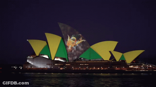 Sydney Opera House Lit Up At Night GIF