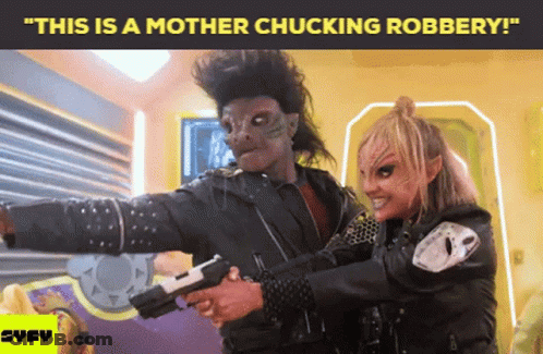 Syfy Poster Man And Woman Holding Guns GIF