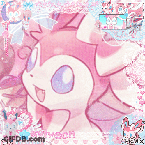 Sylveon Surrounded By Collage Of Images GIF