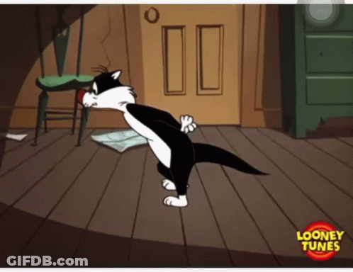 Sylvester Looney Tunes Cartoon On Wood Floor GIF