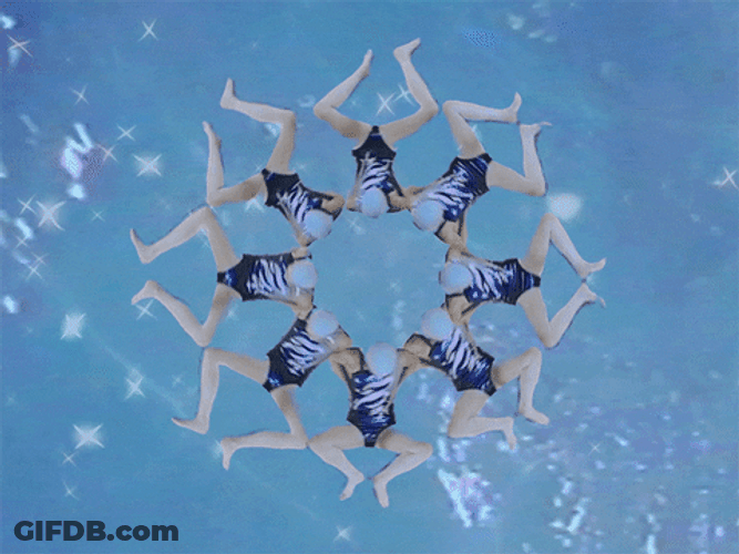 Synchronized Legs Pool Exhibition Loop GIF