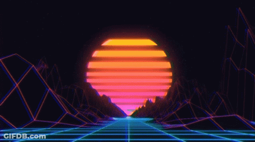 Synthwave Dark Night Mountainside GIF