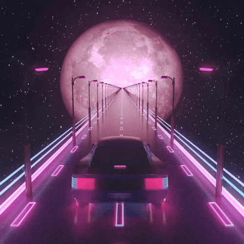 Synthwave Driving Plum Neon Lights GIF