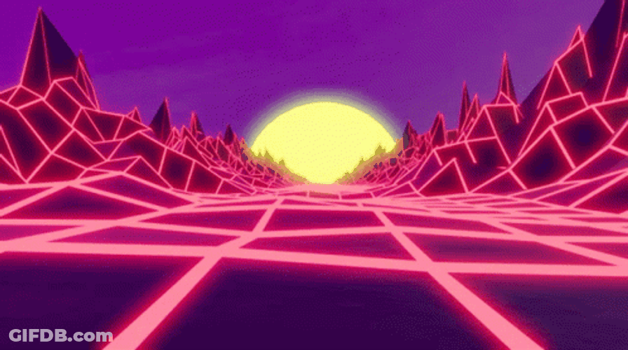 Synthwave Neon Scarlet Checkered Road GIF