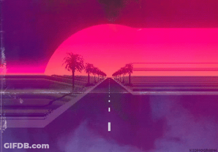 Synthwave Retro Road Ruby Sky GIF