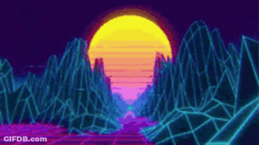 Synthwave Travels Mountain Roads GIF