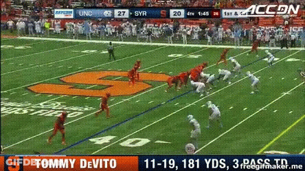 Syracuse Vs UNC Football Game On Screen GIF