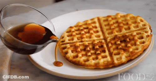 Syrup Poured On Waffle Plate Saying Food52 GIF