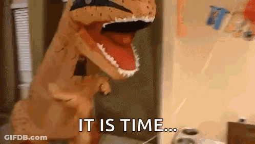 T-Rex Costume It Is Time GIF
