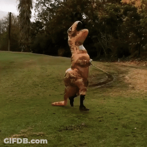 T-Rex Driving Golf Cart GIF