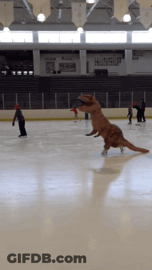 T-Rex Ice Skating GIF