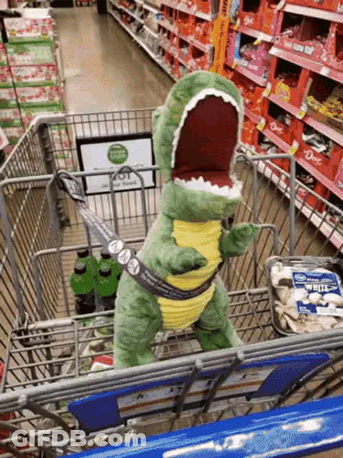 T Rex Shopping Cart GIF