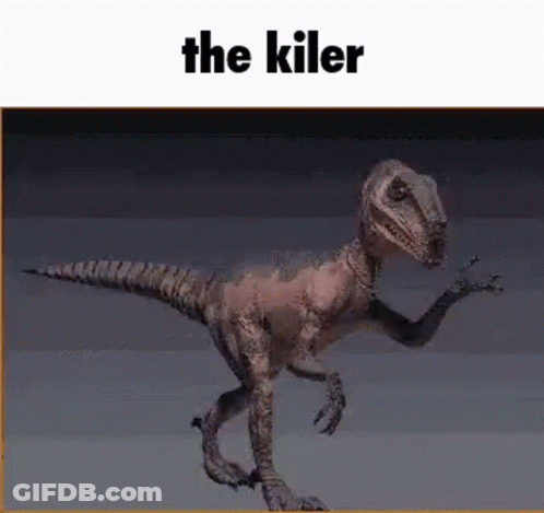 T-Rex Walking In Dark Saying The Killer GIF