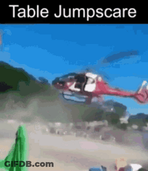 Table Flying Away Jump Scare GIF