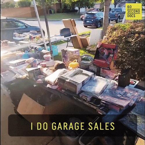Tables Filled With Items Garage Sale GIF