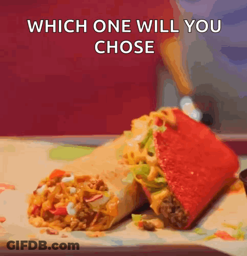 Taco And Burrito Which One Will You Choose GIF