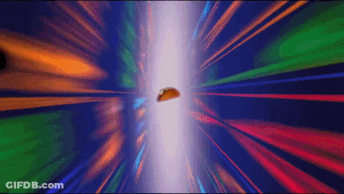 Taco Flying Through Colorful Tunnel GIF