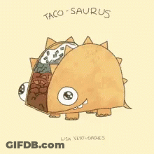Taco Saurus Cartoon Drawing By Lisa Vertuoches GIF