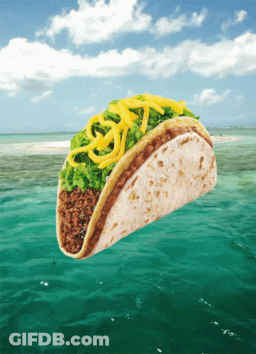 Taco With Meat Lettuce And Cheese Floating GIF