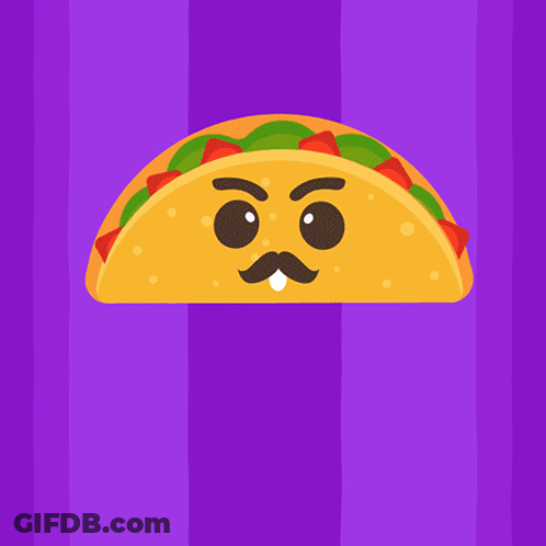 Taco With Mustache And Tongue Sticking Out GIF