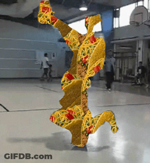 Tacos Man Collage Breakdance Head Spin GIF