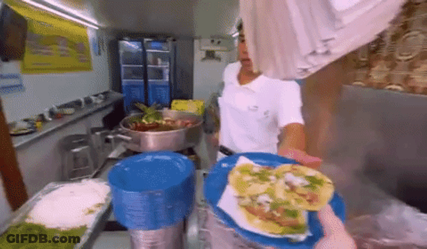 Tacos Serving Plates Mexican Food Restaurant GIF