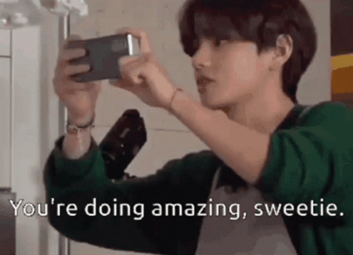 Taehyung BTS Taking A Picture Good Job Meme GIF