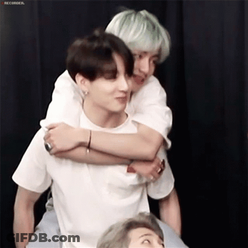 Taekook Carried On The Back GIF