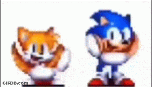 Tails And Sonic Standing Together Pixel Art GIF