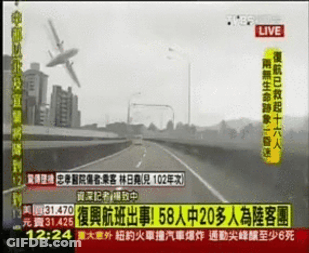Taiwan News Flash Plane Crash GIF