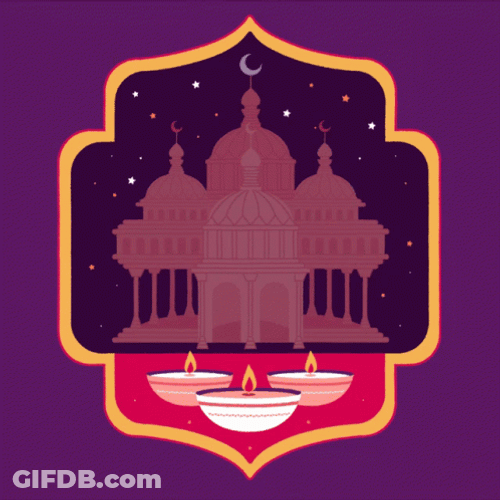 Taj Mahal Behind Happy Diwali GIF
