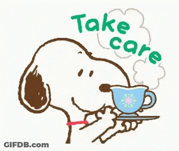 Take Care Snoopy Coffee Break GIF